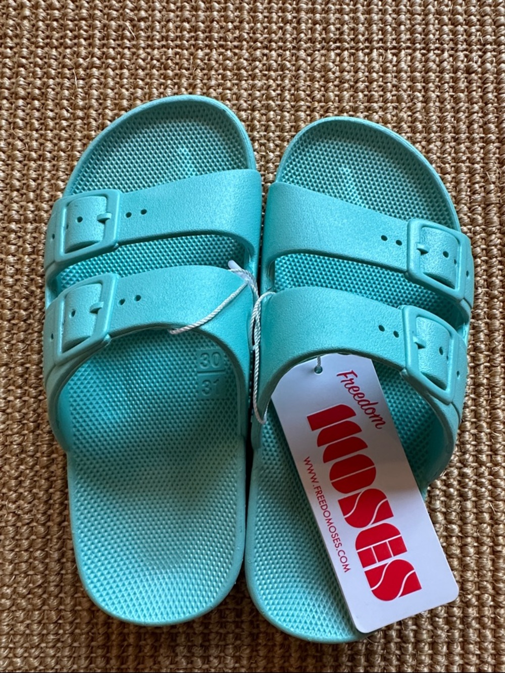 Moses Kids Double-Buckle Sandals in Turquoise